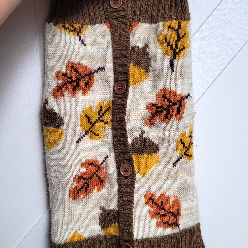 Brown and Cream Acorn Leaf Sweater Vest